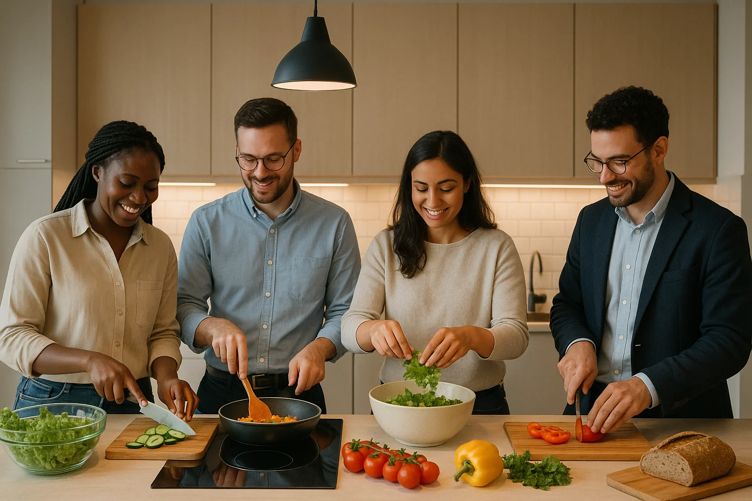 Team i vårt kök i Linköping som tillagar färska måltider